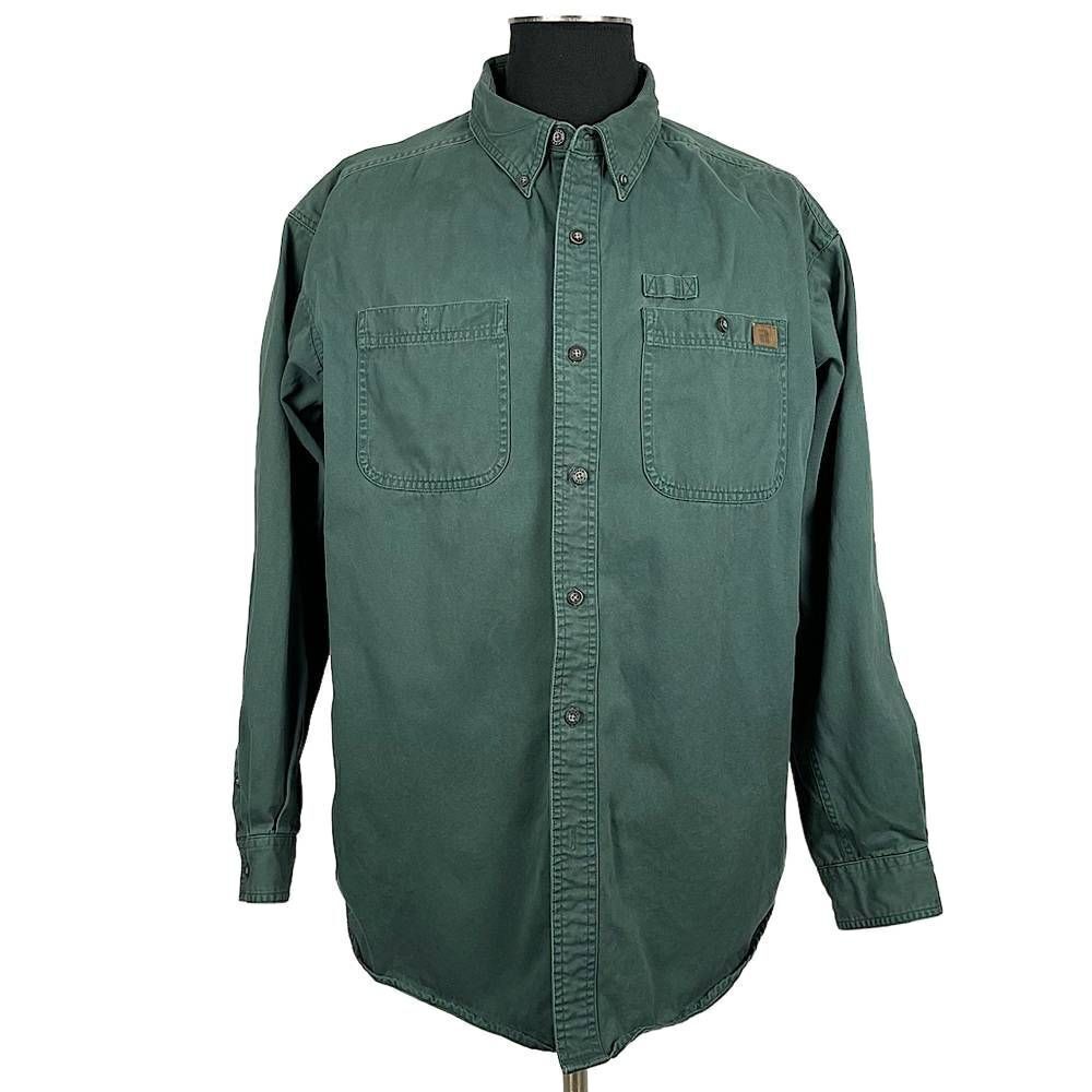 Riggs Workwear By Wrangler Green 100% Cotton Denim Shirt -‎ Men's 18
